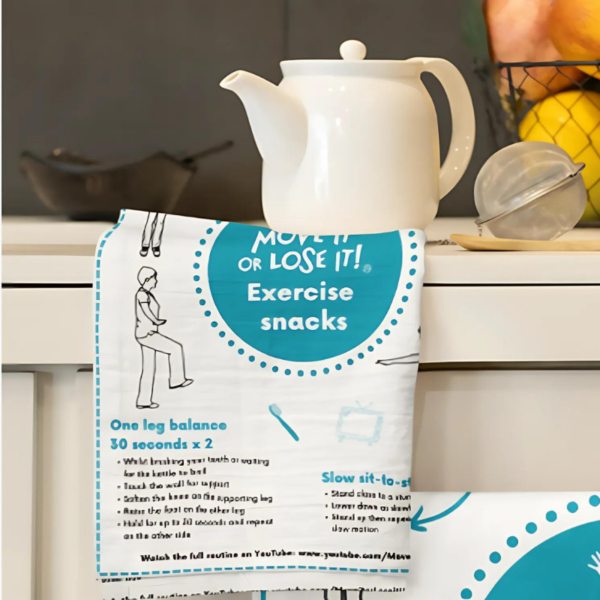 Exercise Snacks Tea Towel