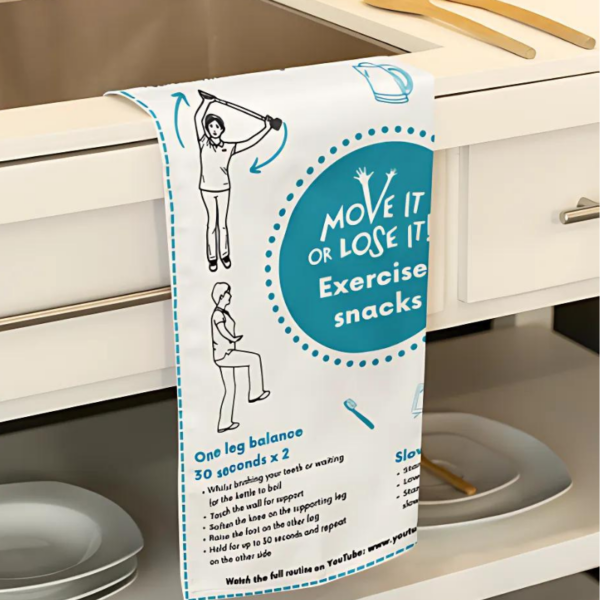 Exercise Snacks Tea Towel